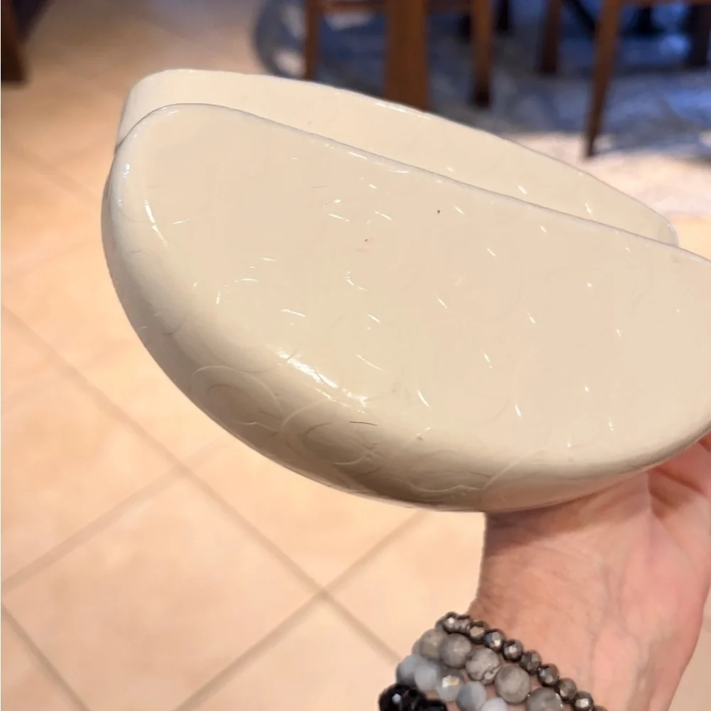 Coach White Embossed Sunglasses Case Large